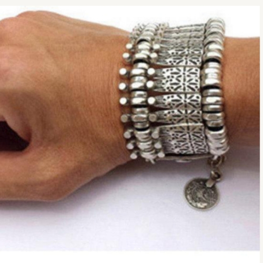 Gypsy Antiqued Silver Tone Bracelet